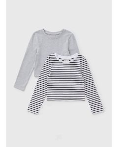 2 Pack Girls Stripe Long Sleeve T-Shirts