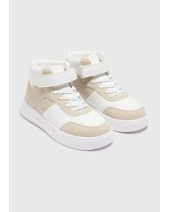 Girls Faux Leather High Top Trainers 