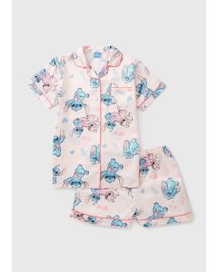 Disney Girls Stitch Valentines Satin Pyjama Set