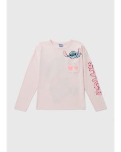 Disney Girls Stitch Heart Long Sleeve Top