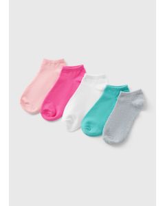 5 Pack Plain Ankle Socks-Pink-One Size