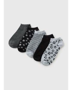 5 Pack Animal Ankle Socks-Multi-One Size