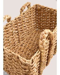 Chunky Handle Rectangular Basket-Natural-One Size