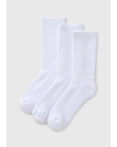 3 Pack Crew Sports Socks-White-One Size