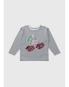 Girls Stripe Cherry Long Sleeve Top