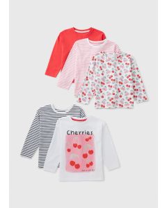 5 Pack Girls Cherry Long Sleeve Tops