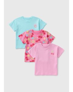 3 Pack Girls Cherry Pattern T-Shirt