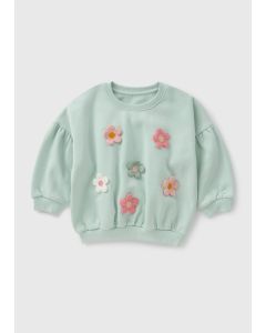 Girls Crochet Flower Sweatshirt