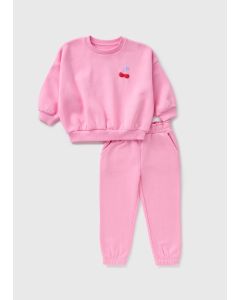 Girls Cherry Sweatshirt & Jogging Bottoms