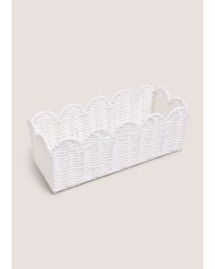 Scalloped Window Basket Tray-White-One Size