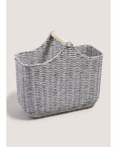 Plastic Woven Toilet Roll Basket-Grey-One Size