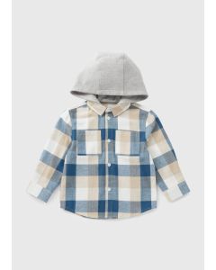 Boys Checked Jersey Hoodie Shirt