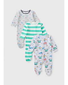 3 Pack Baby Transport Sleepsuits