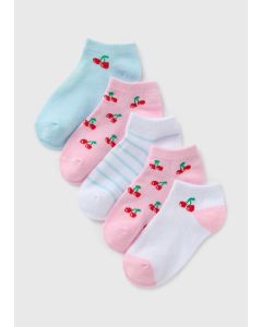 5 Pack Girls Cherry Trainer Socks