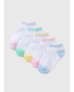 5 Pack Girls Colour Toe Trainer Socks