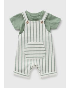 Baby Stripe Knit Top & Dungaree Set