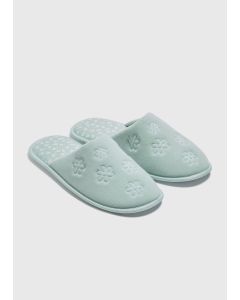 Flower Embossed Mule Slippers