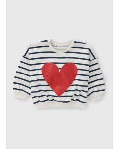 Girls Stripe Heart Sweatshirt