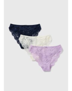 3 Pack Lace High Leg Knickers