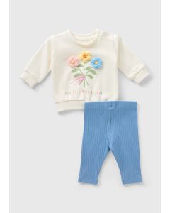 Baby 3D Flower  Sweatshirt & Legging Set