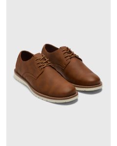 Tan Faux Suede Derby Shoes