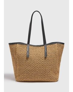 Natural Straw Beach Tote Bag-Natural-One Size