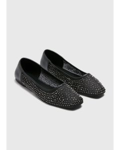 Diamante Mesh Ballet Flats