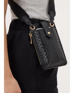 Weave Cross Body Phone Bag-Black-One Size