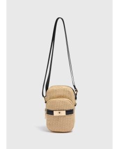 Straw Phone Cross Body Bag-Natural-One Size