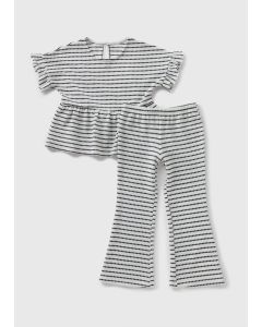 Girls Textured Stripe Top & Flare Leggings Set