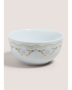 Floral Cereal Bowl-White-One Size