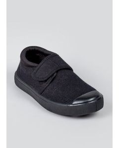 Kids Black Strap Plimsolls