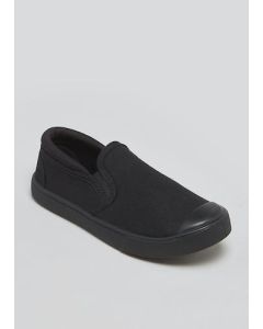 Kids Black Gusset Plimsolls