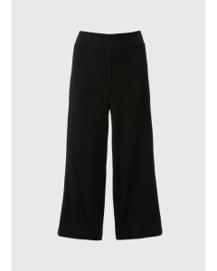 Textured Cropped Wide Leg Trousers