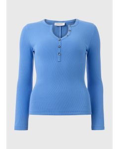 Henley Collar Long Sleeve Top