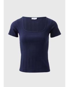 Ribbed Square Neck T-Shirt