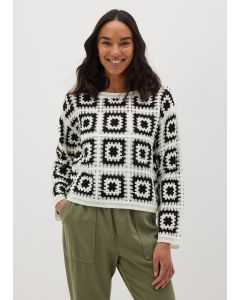 Monochrome Patchwork Crochet Jumper