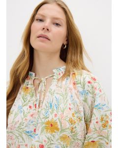 Floral Boho Tie Neck Blouse