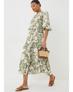 Floral Raglan Midi Shirt Dress