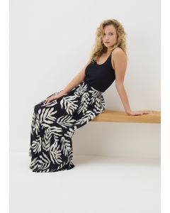 Monochrome Leaf Cheesecloth Maxi Skirt