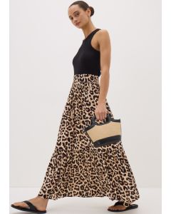 Leopard Print Cheesecloth Maxi Skirt