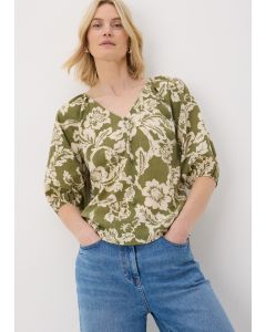 Floral V-Neck Tea Top