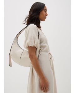 Faux Leather Shoulder Bag-Off White-One Size