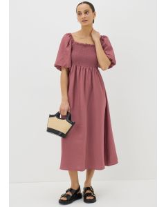 ShirPuff Sleeve Midi Dress