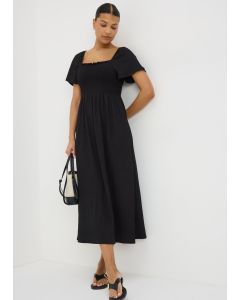 Shirred Midi Dress