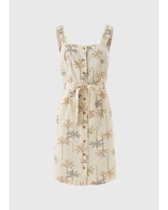  Palm Print Linen Blend Dress