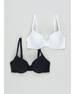 2 Pack Cotton Rich T-Shirt Bras – Black/White