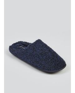 Fluffy Mule Slippers - Navy - 11 to 12