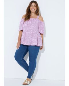 Papaya Curve Lilac Floral Peplum Top