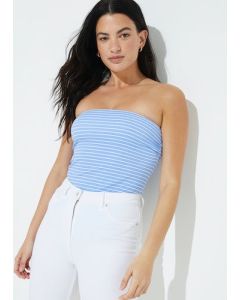 Blue Stripe Boob Tube Bandeau Top